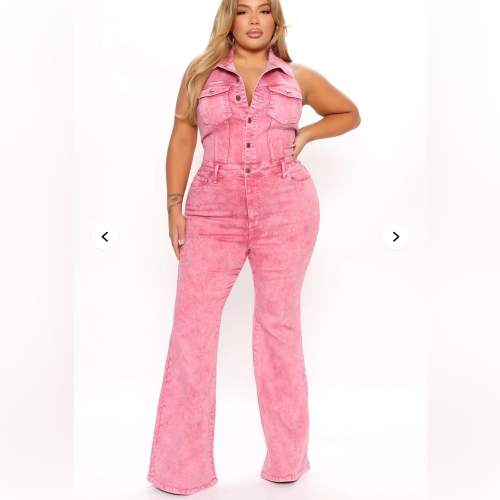 Fashion Nova Pink Denim Jumpsuit